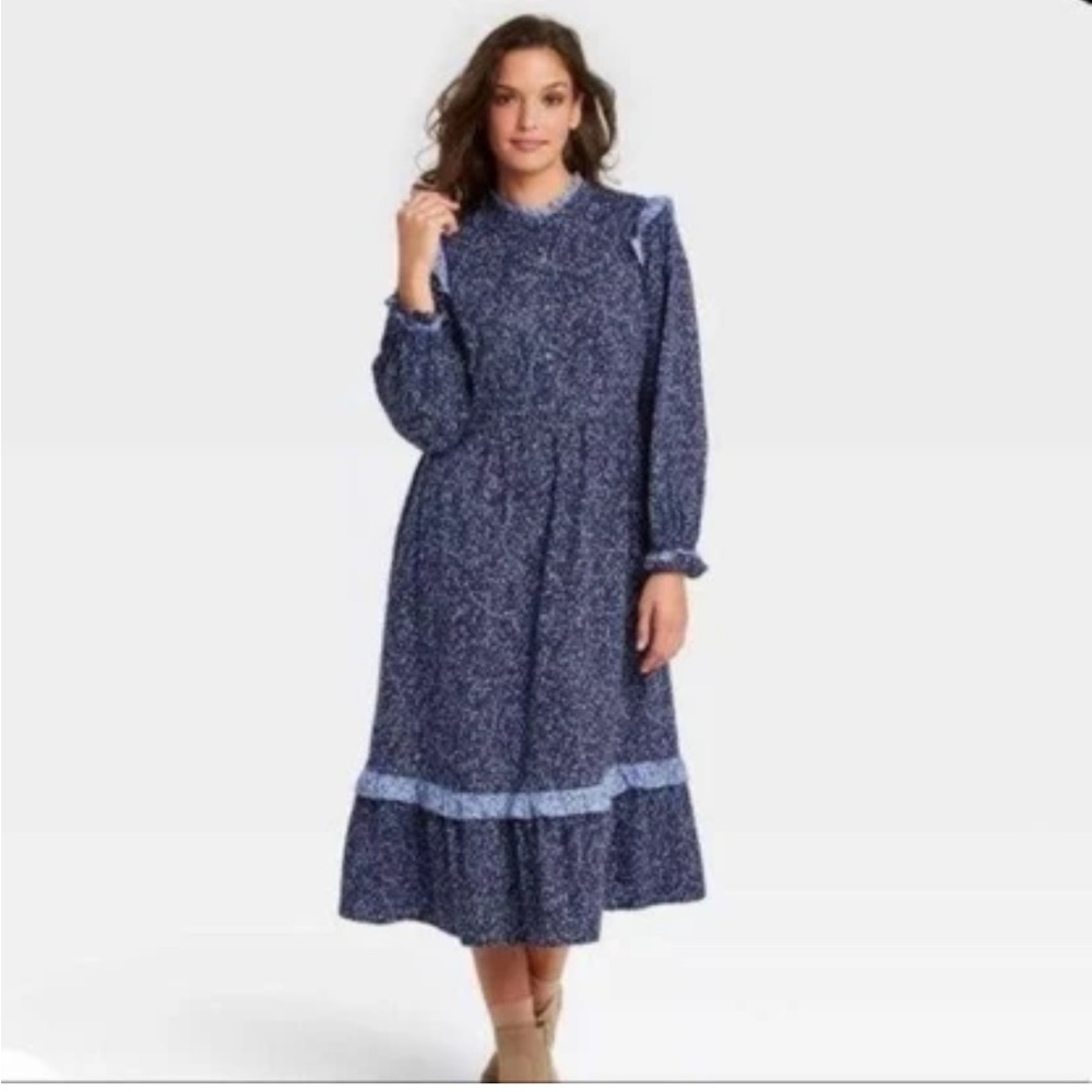Universal Thread Blue Ruffled Tie Front Sundress
